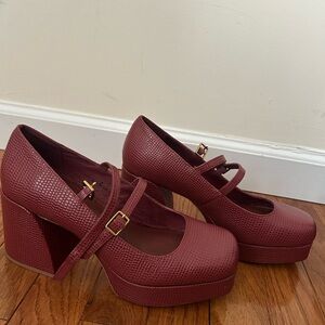 Charlotte Stone Red Platform Mary Jane Shoes